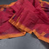Chettinad Cotton Red Thread Work Saree With Contrast Border