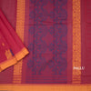Chettinad Cotton Red Thread Work Saree With Contrast Border
