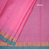 Chettinad Cotton Taffy Pink Thread Work Saree With Contrast Border