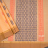 Chettinad Cotton Pastel Orange Thread Work Saree With Contrast Border