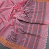 Chettinad Cotton Pink Thread Work Saree With Contrast Border
