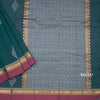 Chettinad Cotton Dark Green Thread Work Saree With Contrast Border