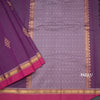 Chettinad Cotton Purple Thread Work Saree With Contrast Border