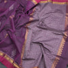 Chettinad Cotton Purple Thread Work Saree With Contrast Border