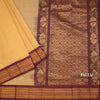 Gadwal Cotton Dark Sandal Saree With Zari Buttas And Zari Border Without Blouse