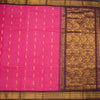 Gadwal Cotton Rose Pink Saree With Zari Buttas And Zari Border Without Blouse