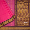 Gadwal Cotton Rose Pink Saree With Zari Buttas And Zari Border Without Blouse