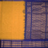 Gadwal Cotton Mango Yellow Saree With Zari Buttas And Temple Border Without Blouse
