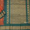 Gadwal Cotton Rust Orange Saree With Zari Buttas And Temple Border Without Blouse