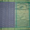 Gadwal Cotton Dark Grey Saree With Zari Buttas And Zari Border Without Blouse
