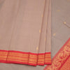 Gadwal Cotton Light Brown Saree With Zari Buttas And Zari Border Without Blouse