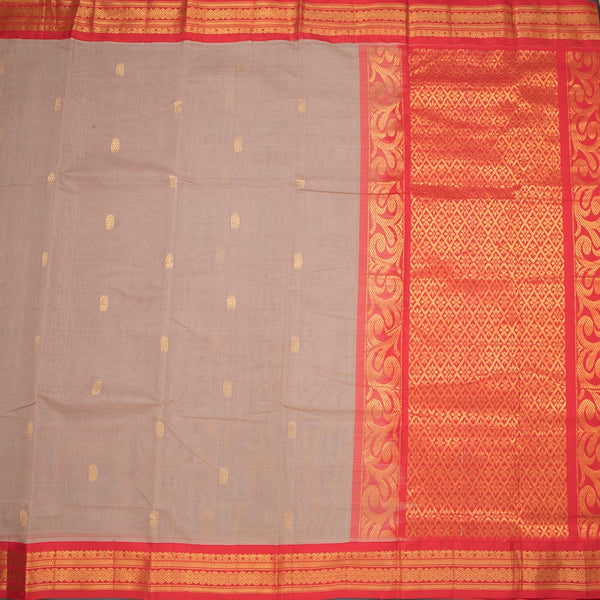 Gadwal Cotton Light Brown Saree With Zari Buttas And Zari Border Without Blouse