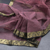 Bengali Cotton Wine Colour Plain Saree With Zari Border