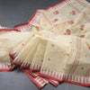 Bengali Cotton Light Yellow Thread Work Saree