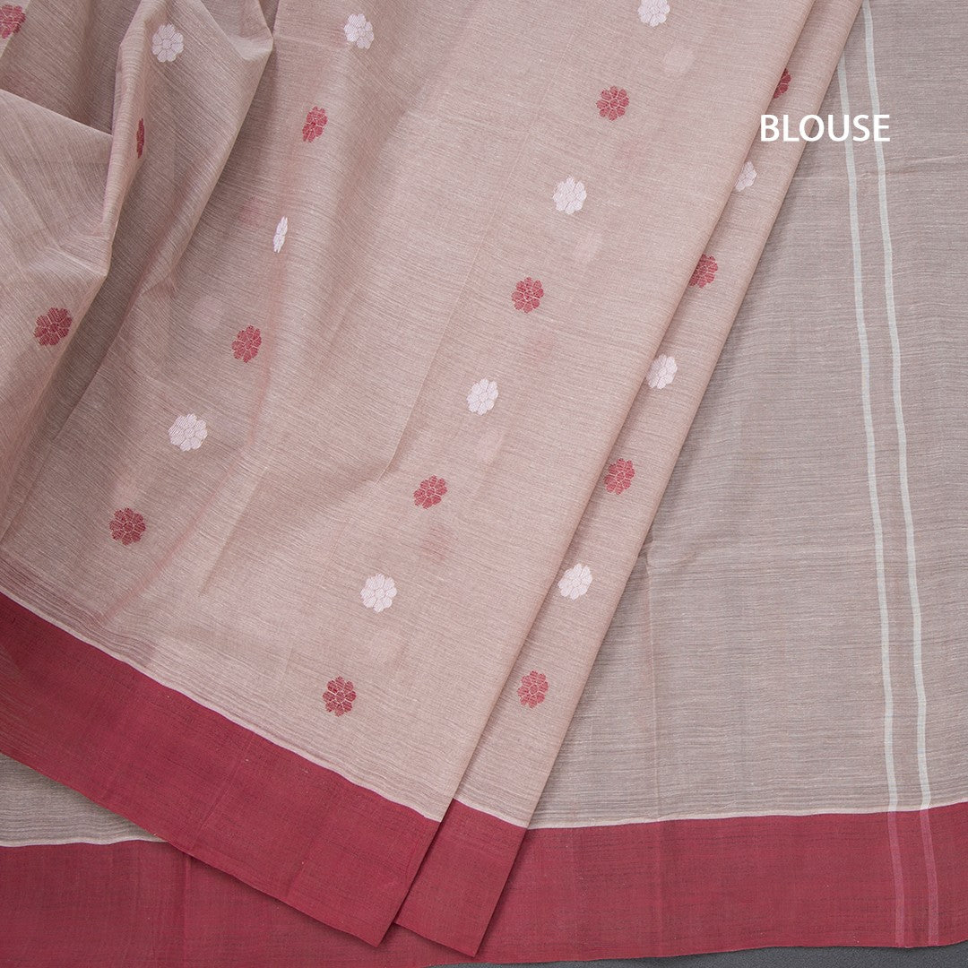 Bengali Cotton Light Brown Thread Work Saree 03 – Kumaran Silks