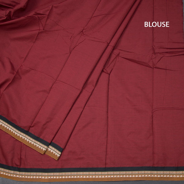 Dharwad Cotton Maroon Striped Saree