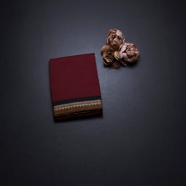 Dharwad Cotton Maroon Striped Saree