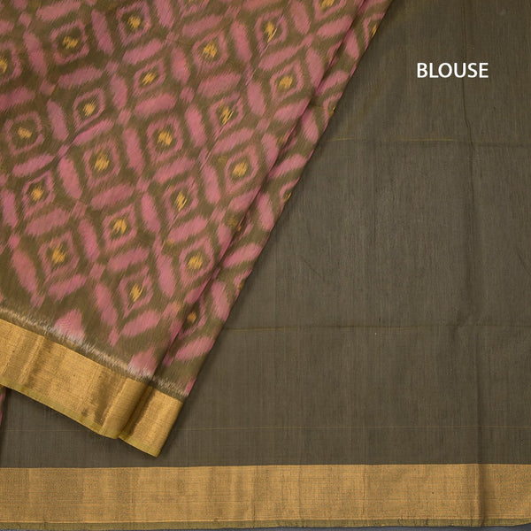 Shot Colour Pochampally Silk Cotton Ikkat Printed Saree 03