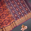Shot Colour Pochampally Silk Cotton Ikkat Printed Saree 04