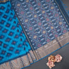 Sky Blue Pochampally Silk Cotton Ikkat Printed Saree 03