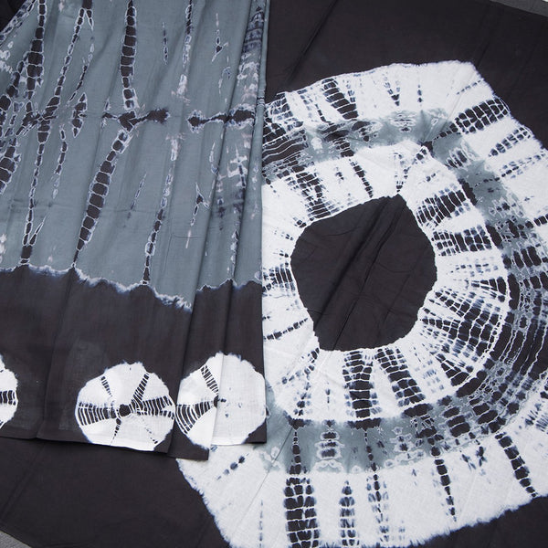 Mul Mul Cotton Grey Shibori Printed Saree