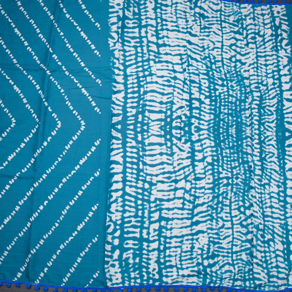 Mul Mul Cotton Peacock Blue Printed Saree - Kumaran Silks