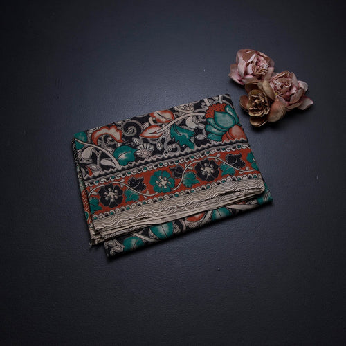 Kalamkari Cotton Black Printed Saree