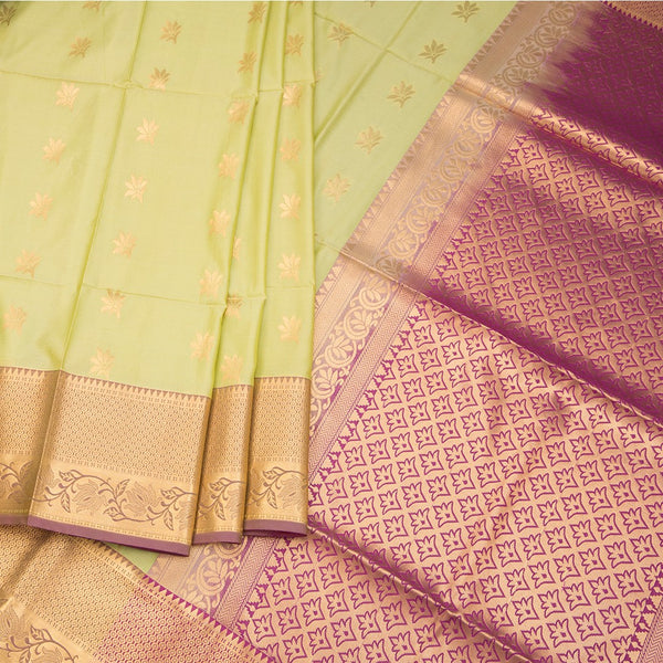 Semi Soft Silk Lime Green Zari Worked Saree