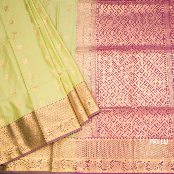 Semi Soft Silk Lime Green Zari Worked Saree