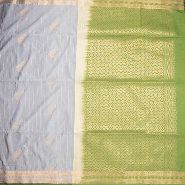 Semi Soft Silk Grey Zari Worked Saree 03