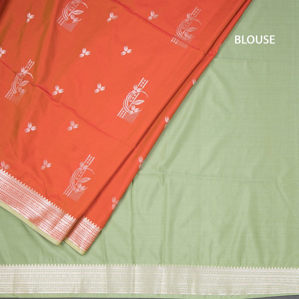 Semi Soft Silk Orange Zari Worked Saree 02
