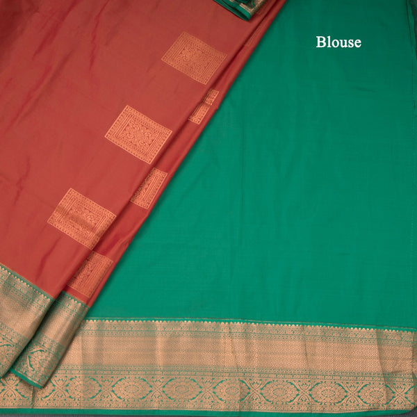 Semi Soft Silk Brick Red Zari Worked Saree