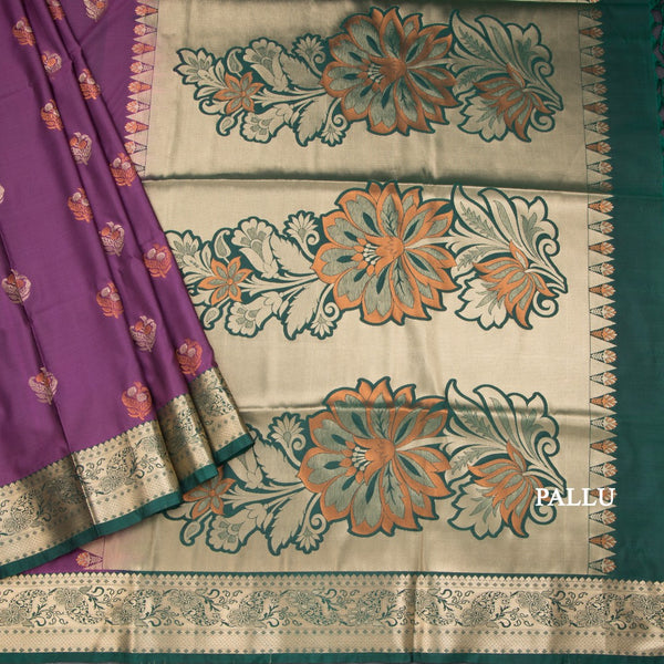 Semi Soft Silk Purple Zari Worked Saree 03