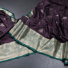 Semi Soft Silk Very Dark Purple Zari Worked Saree