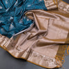 Semi Soft Silk Peacock Blue Zari Worked Saree 03