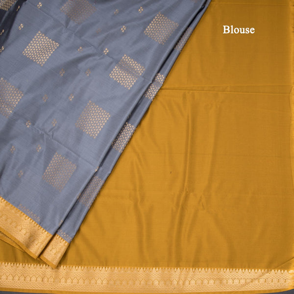 Semi Soft Silk Grey Zari Worked Saree 04