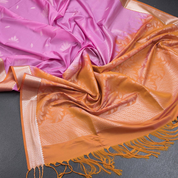 Semi Soft Silk Hot Pink Zari Worked Saree 04