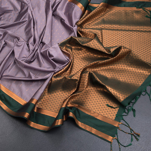 Semi Soft Silk Light Purple Zari Worked Saree