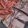 Semi Soft Silk Dark Peach Zari Worked Saree