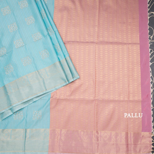 Semi Soft Silk Sky Blue Zari Worked Saree