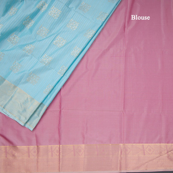 Semi Soft Silk Sky Blue Zari Worked Saree