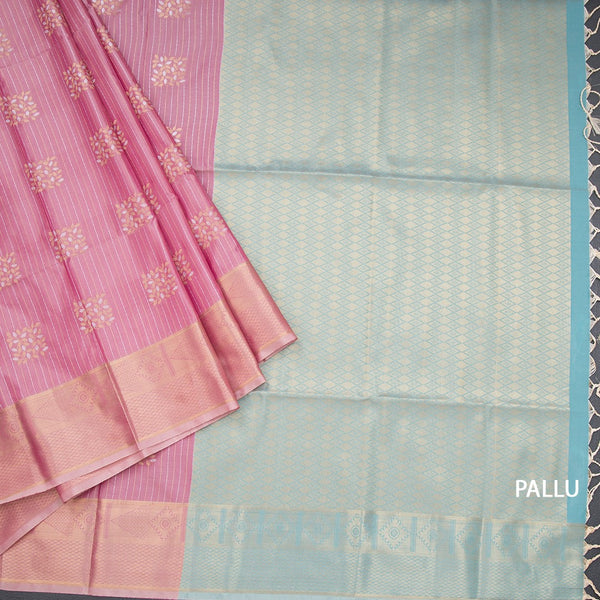 Semi Soft Silk Pink Zari Worked Saree