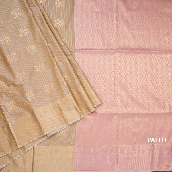 Semi Soft Silk Peanut Brown Zari Worked Saree