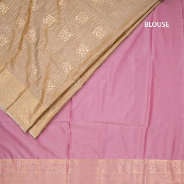 Semi Soft Silk Peanut Brown Zari Worked Saree