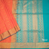 Semi Soft Silk Dark Orange Zari Worked Saree