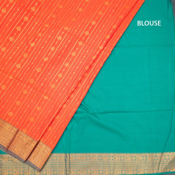 Semi Soft Silk Dark Orange Zari Worked Saree