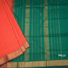 Poly Cotton Orange Thread Checked Saree And Zari Border