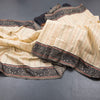 Poly Cotton Cream Thread Striped Saree And Thread Border