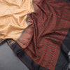 Poly Cotton Sandal Thread Striped Saree And Thread Border - Kumaran Silks