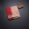 Poly Cotton Red Thread Striped Saree And Thread Border